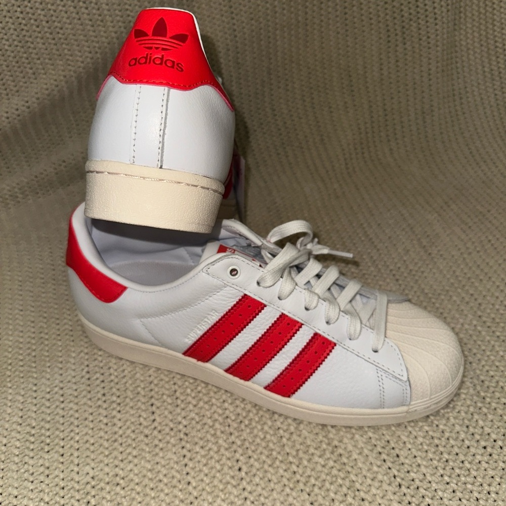 Adidas Women Superstar in White Bright Red